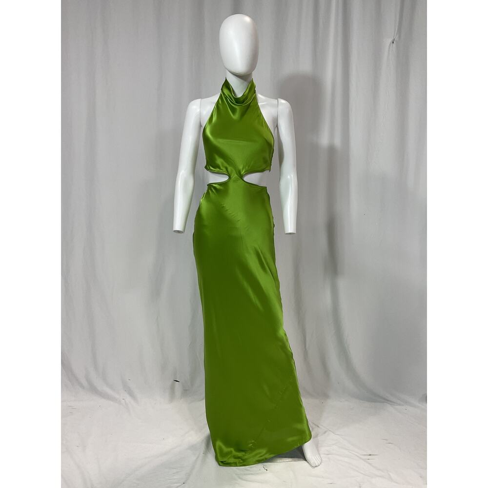 Revolve 'Kaye' Green Mockneck Charmeuse Maxi Dress Size XS - Picture 2 of 5